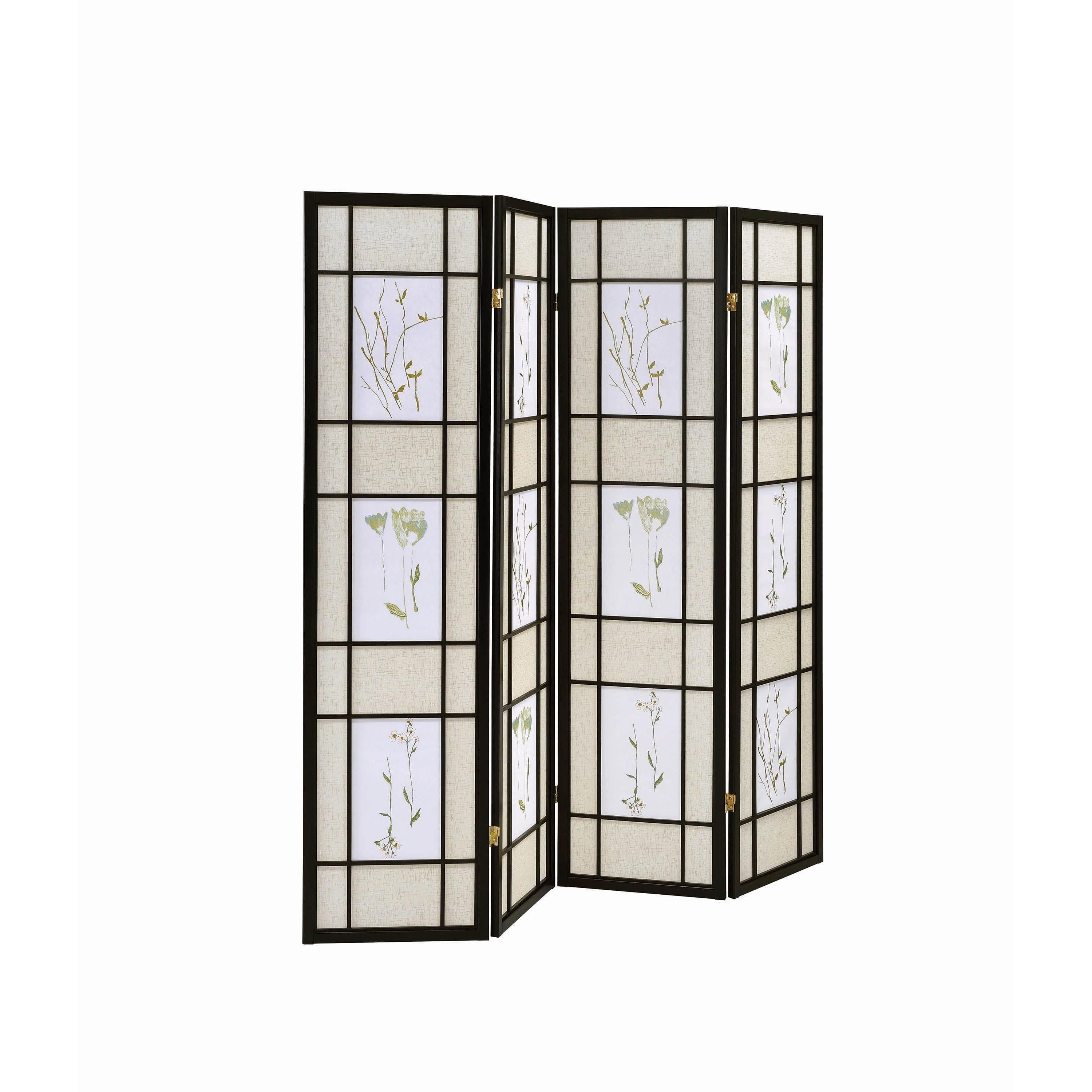  Coaster Furniture Catabella 4407 4-Panel Room Divider Folding Shoji Screen - Floral IMAGE 1