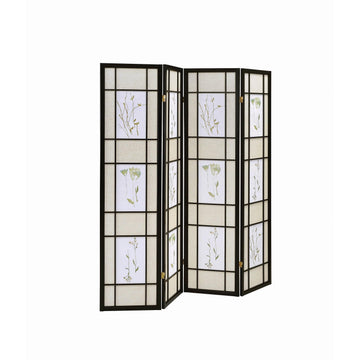  Coaster Furniture Catabella 4407 4-Panel Room Divider Folding Shoji Screen - Floral IMAGE 1