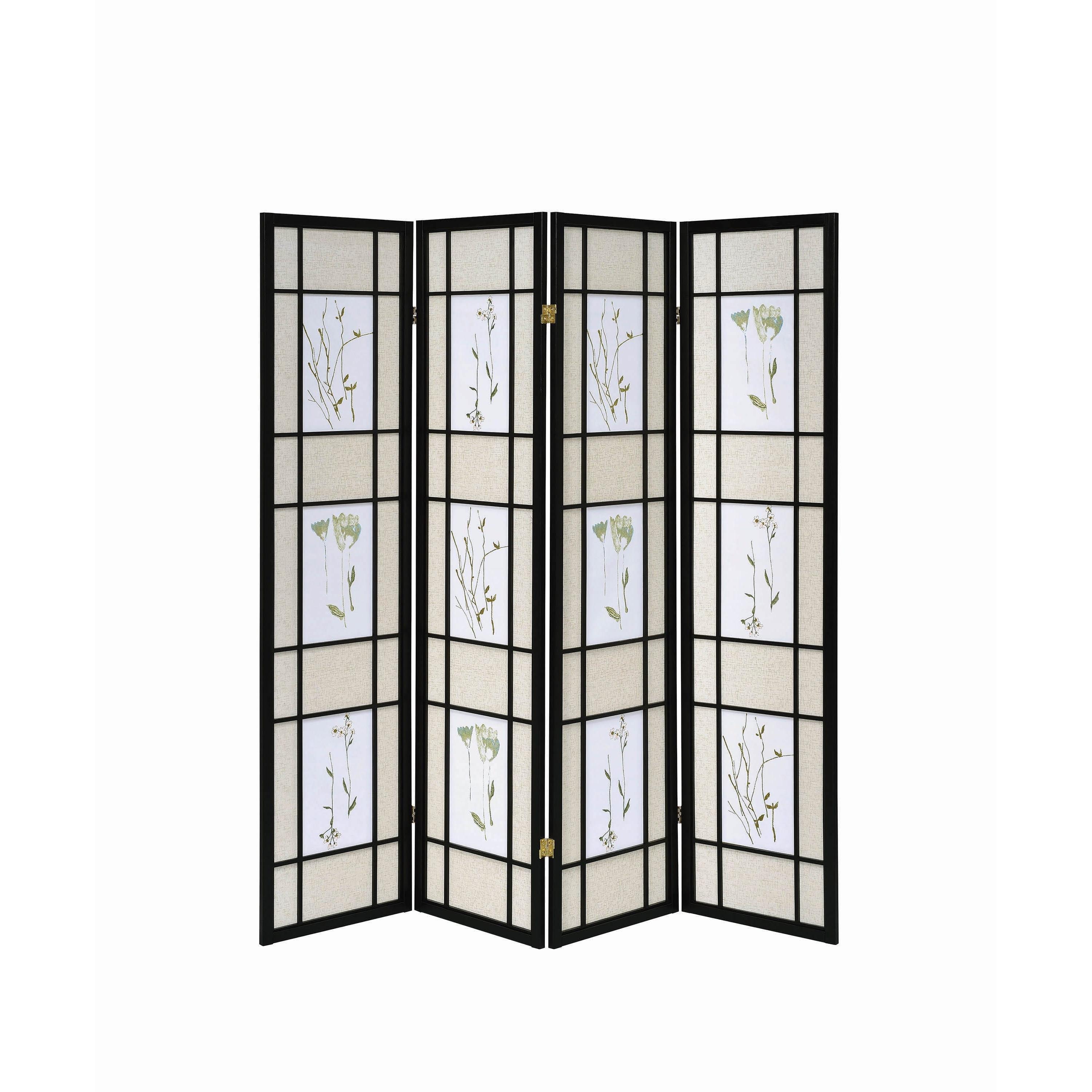  Coaster Furniture Catabella 4407 4-Panel Room Divider Folding Shoji Screen - Floral IMAGE 3