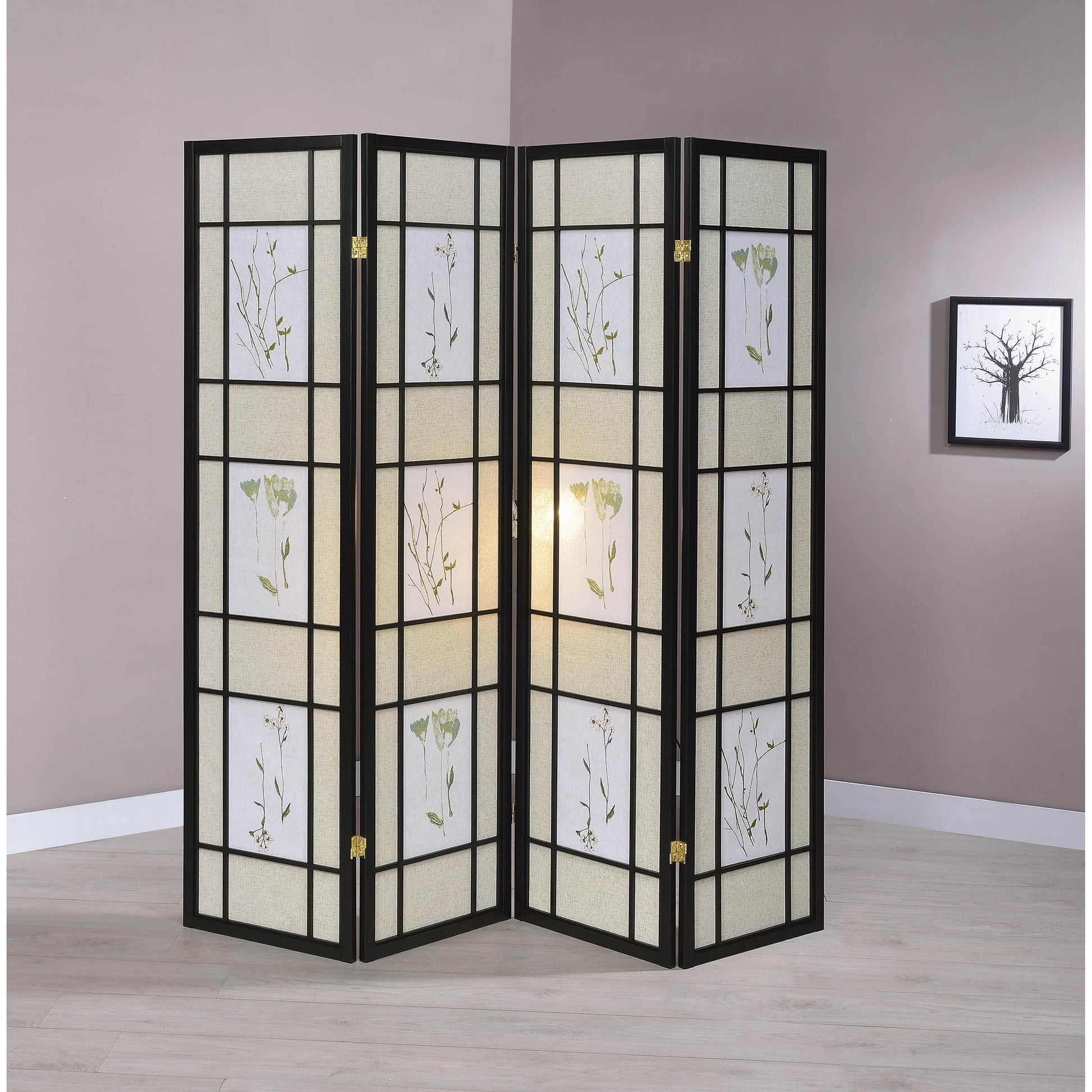  Coaster Furniture Catabella 4407 4-Panel Room Divider Folding Shoji Screen - Floral IMAGE 5