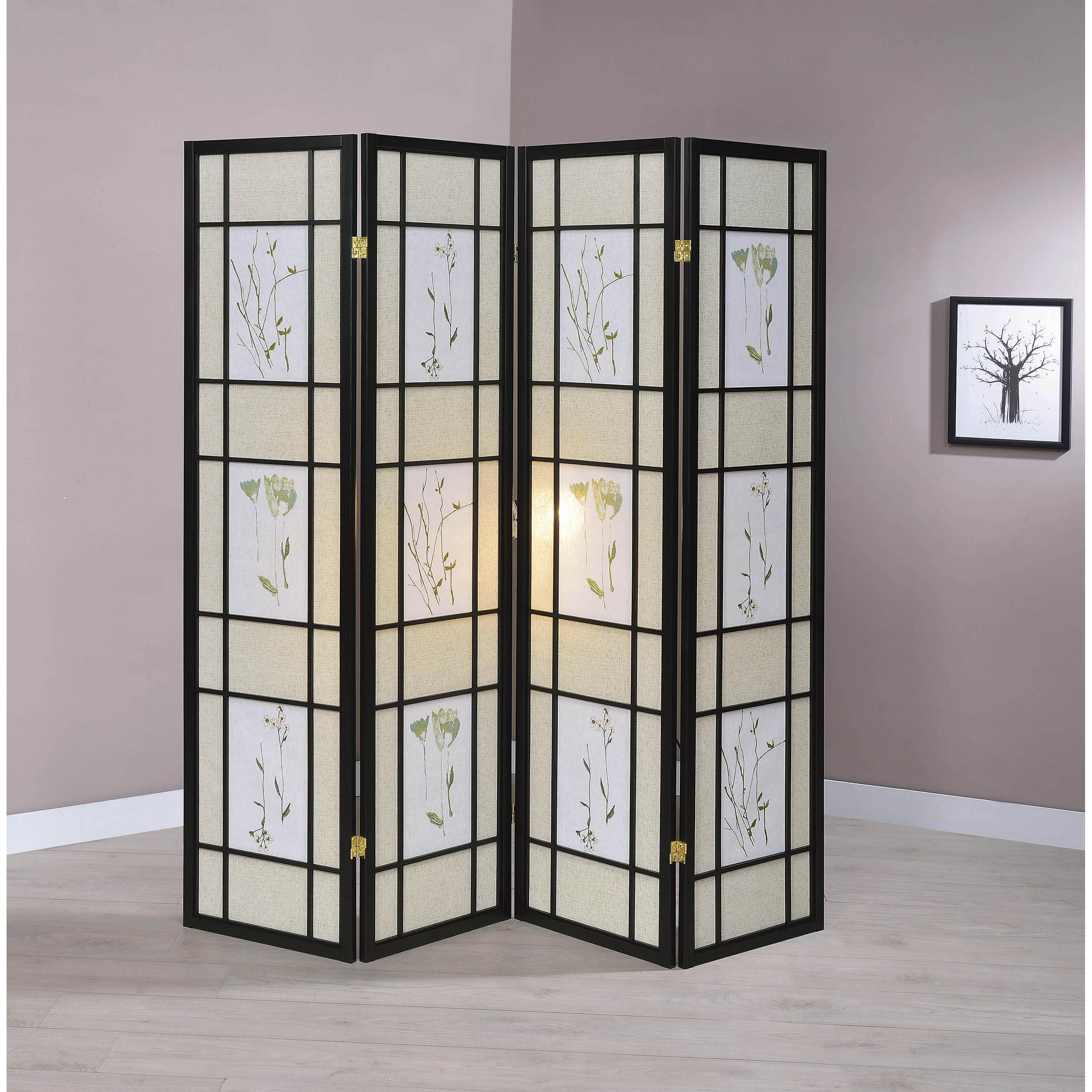  Coaster Furniture Catabella 4407 4-Panel Room Divider Folding Shoji Screen - Floral IMAGE 5