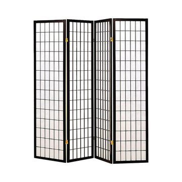  Coaster Furniture Roberto 4624 4-Panel Room Divider Folding Shoji Screen - Black IMAGE 1