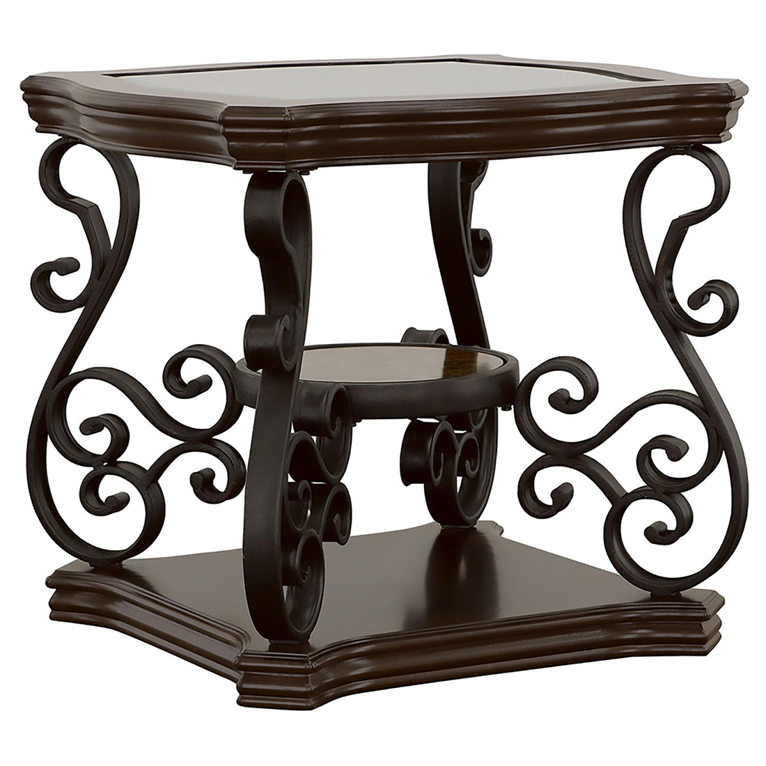  Coaster Furniture Laney 702447 1-shelf Glass Top Rectangular End Table - Deep Merlot IMAGE 1