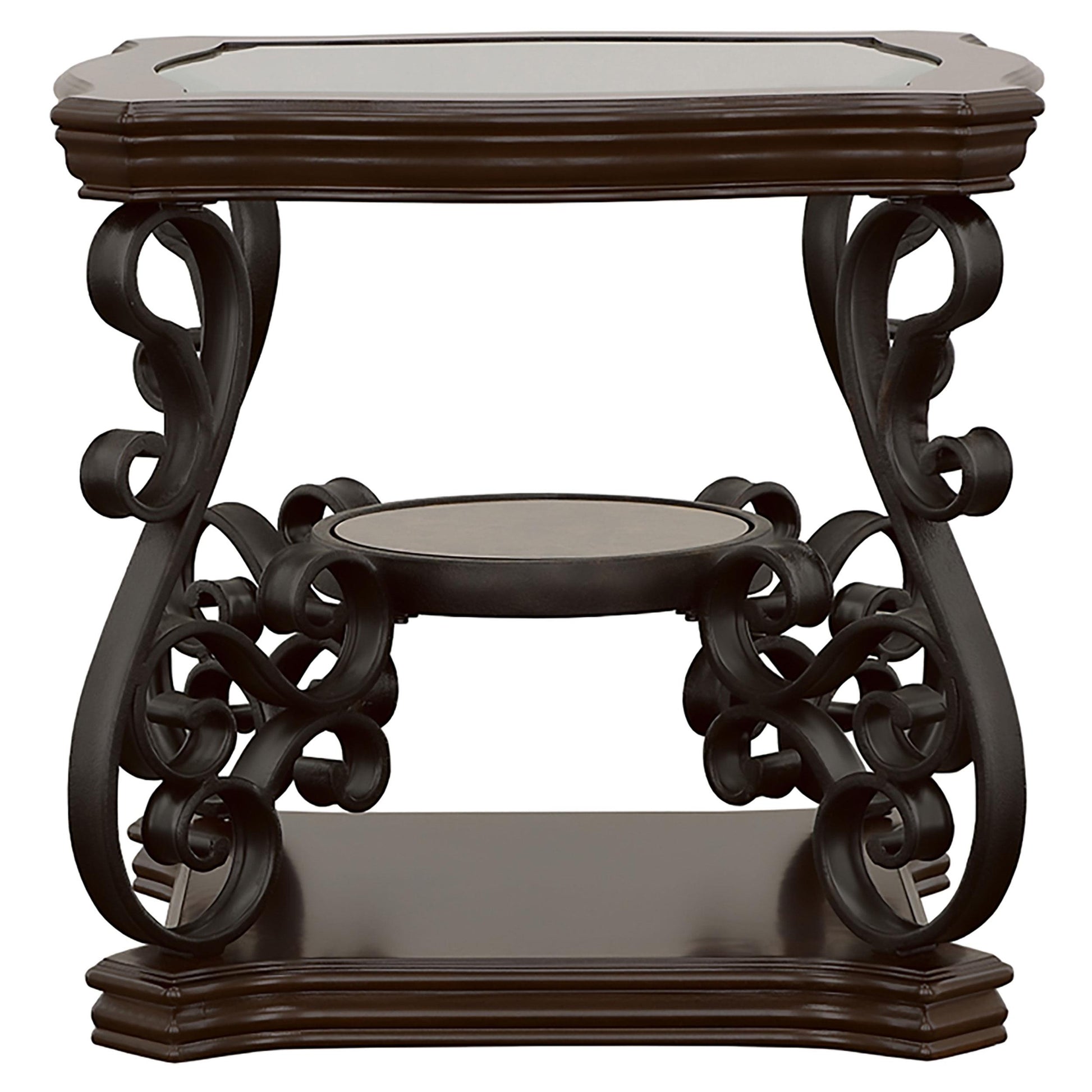 Coaster Furniture Laney 702447 1-shelf Glass Top Rectangular End Table - Deep Merlot IMAGE 3