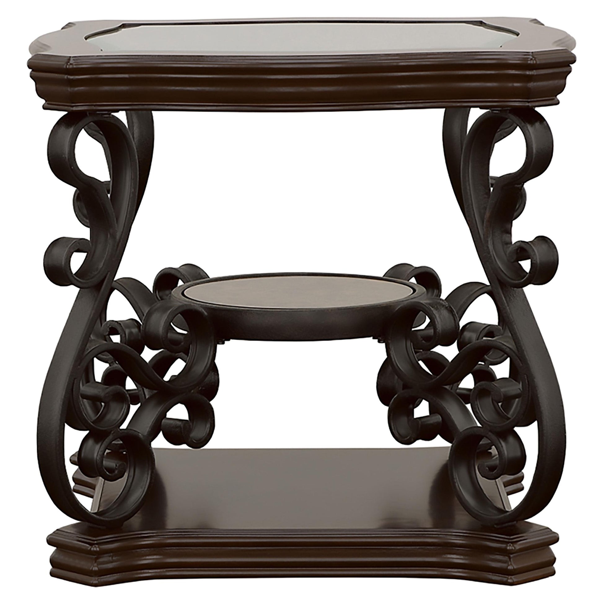  Coaster Furniture Laney 702447 1-shelf Glass Top Rectangular End Table - Deep Merlot IMAGE 6
