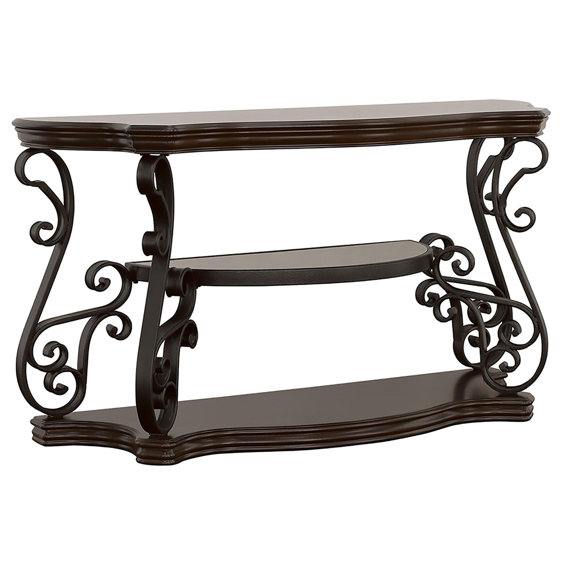  Coaster Furniture Laney 702449 Scrollwork Entryway Sofa Console Table - Deep Merlot IMAGE 1