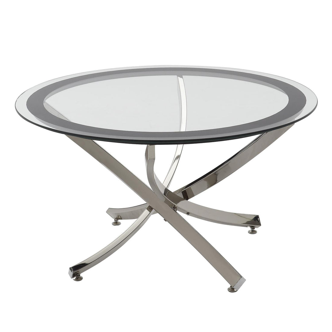  Coaster Furniture Brooke 702588 Round Glass Top Coffee Table Metal Base - Chrome IMAGE 1