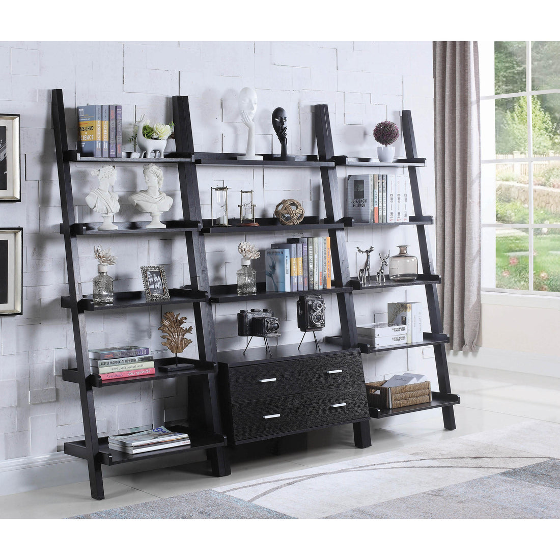  Coaster Furniture Colella 800319 72-inch 5-shelf Storage Ladder Bookshelf - Cappuccino IMAGE 1