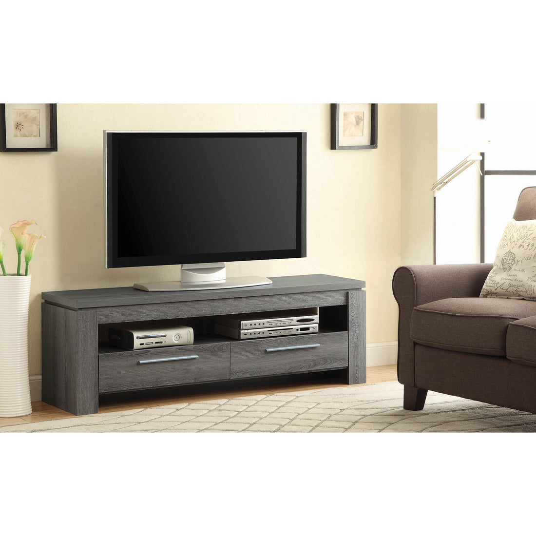 Coaster Furniture Elkton 701979 2-Drawer Engineered Wood 59" TV Stand - Weathered Grey IMAGE 1