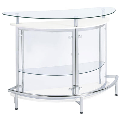  Coaster Furniture Amarillo 101066 Freestanding Glass Top Home Bar Wine Cabinet - White IMAGE 1