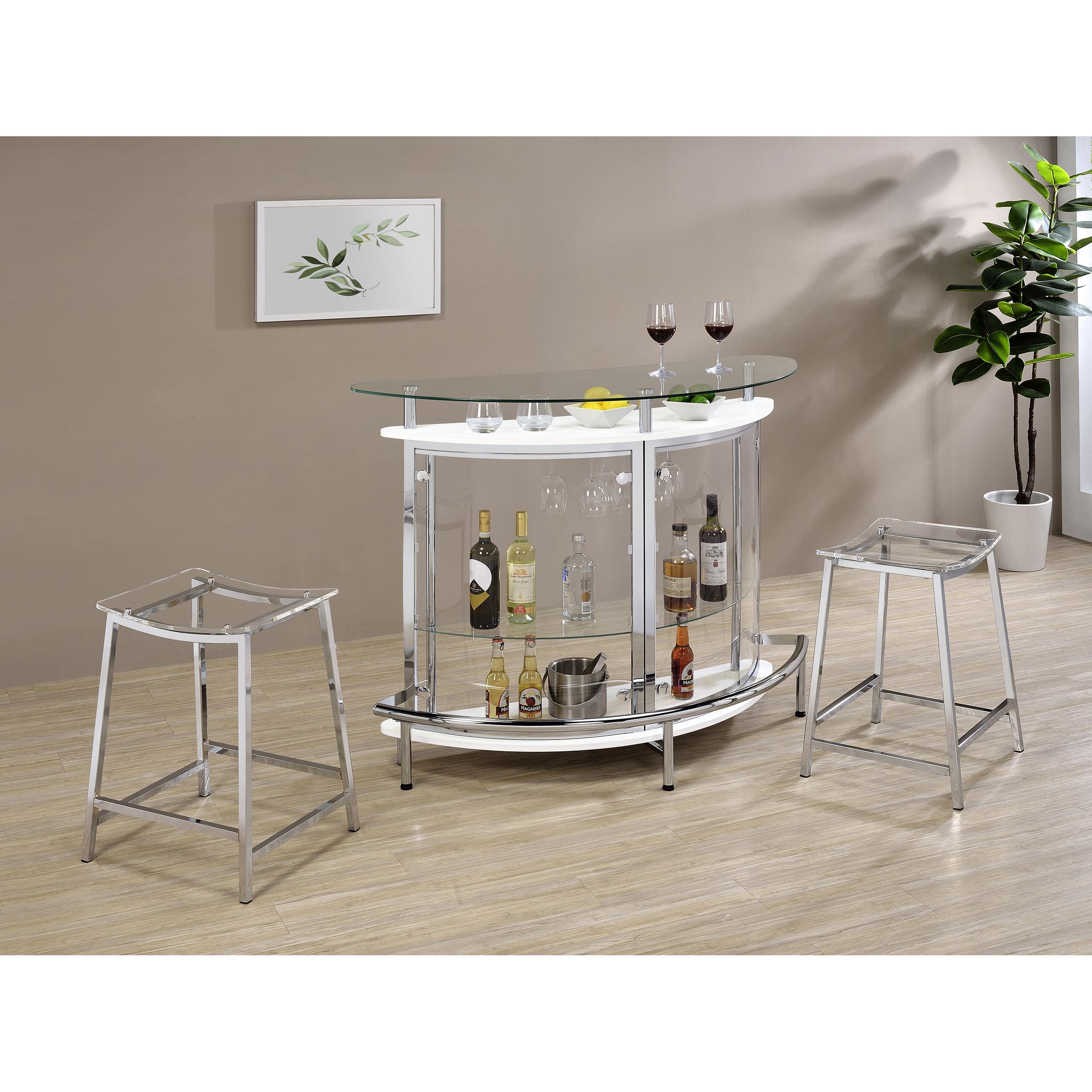  Coaster Furniture Amarillo 101066 Freestanding Glass Top Home Bar Wine Cabinet - White IMAGE 11
