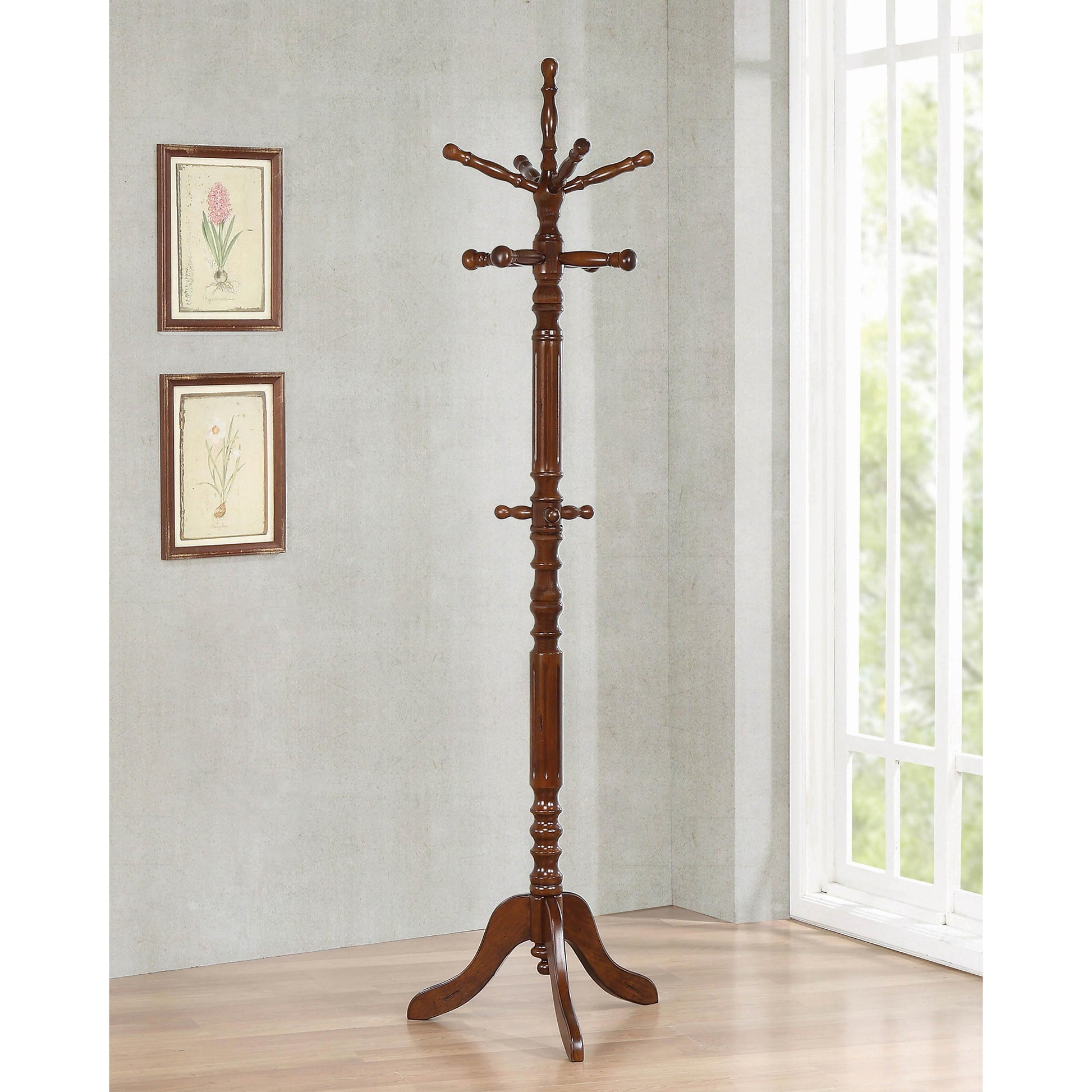  Coaster Furniture Achelle 900769 11 Hook Freestanding Coat Rack Hat Hanger - Tobacco IMAGE 2