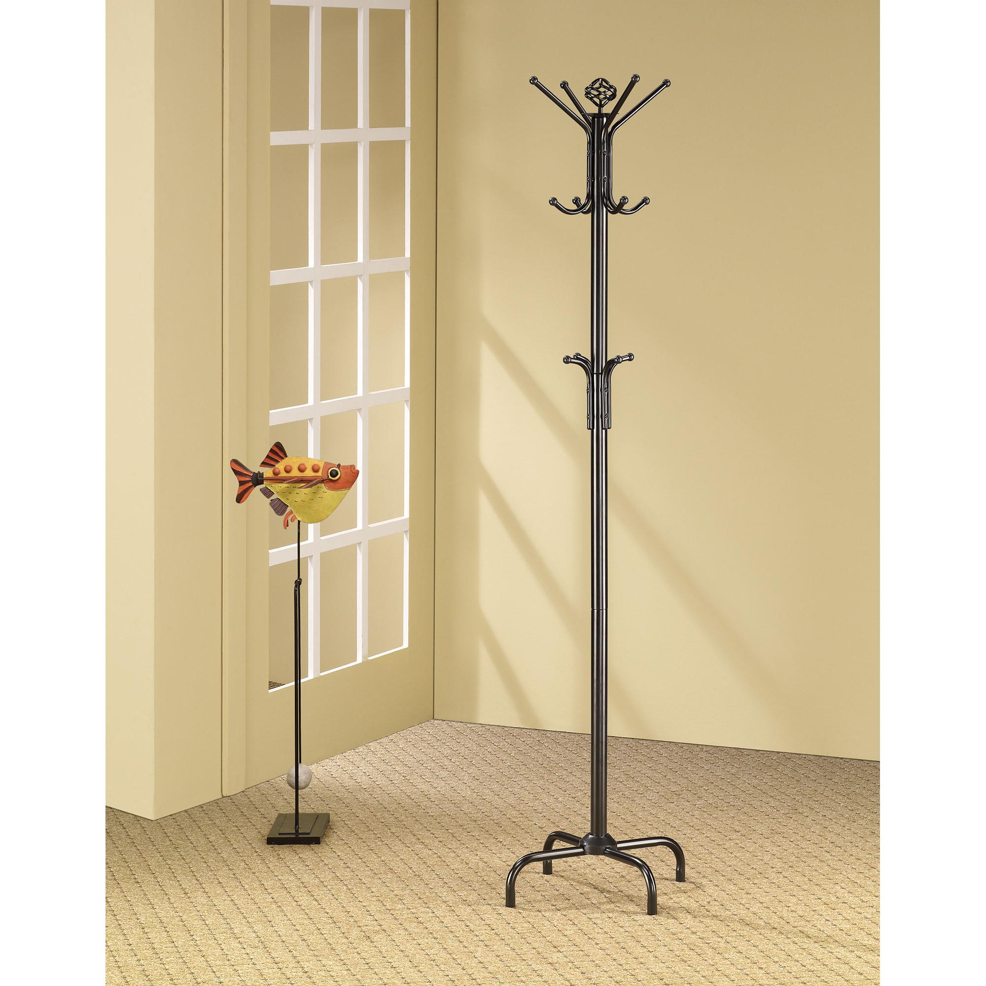  Coaster Furniture Collier 2019 12 Hook Freestanding Coat Rack Hat Hanger - Black IMAGE 1