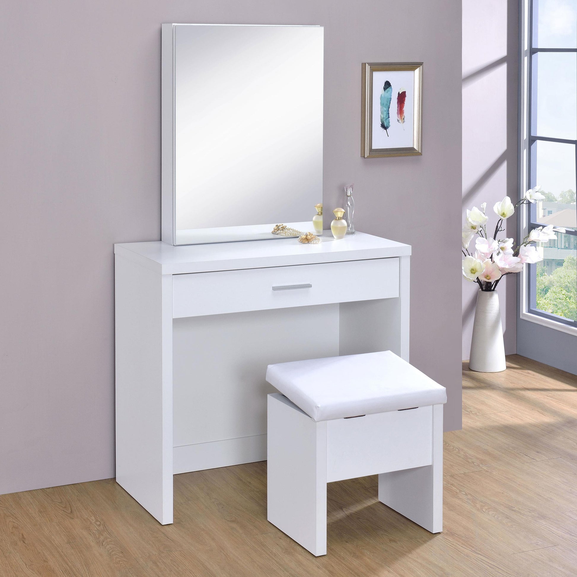  Coaster Furniture Harvey 300290 Vanity Set with Lift-Top Stool - White IMAGE 14