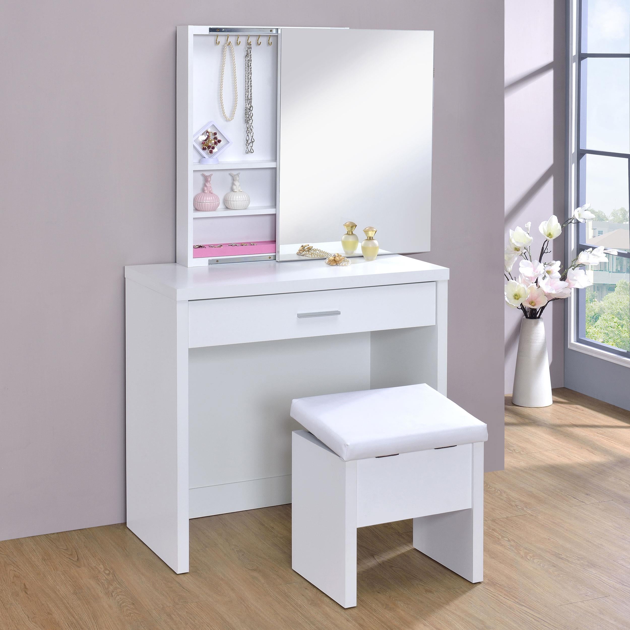  Coaster Furniture Harvey 300290 Vanity Set with Lift-Top Stool - White IMAGE 15