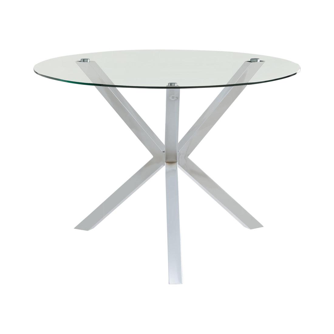  Coaster Furniture Vance 120760 Round 41-inch Glass Top Asterisk Dining Table - Chrome IMAGE 1