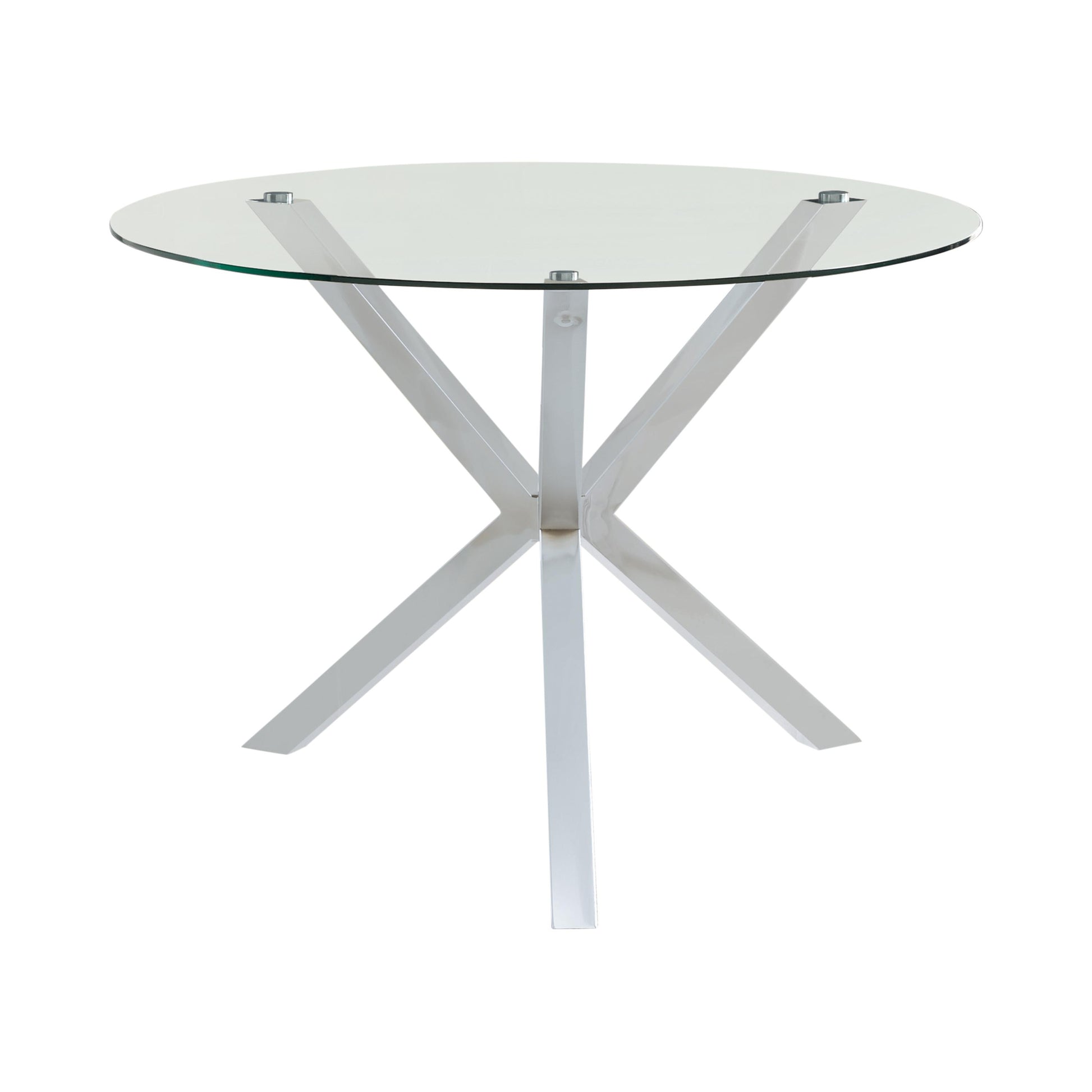  Coaster Furniture Vance 120760 Round 41-inch Glass Top Asterisk Dining Table - Chrome IMAGE 1