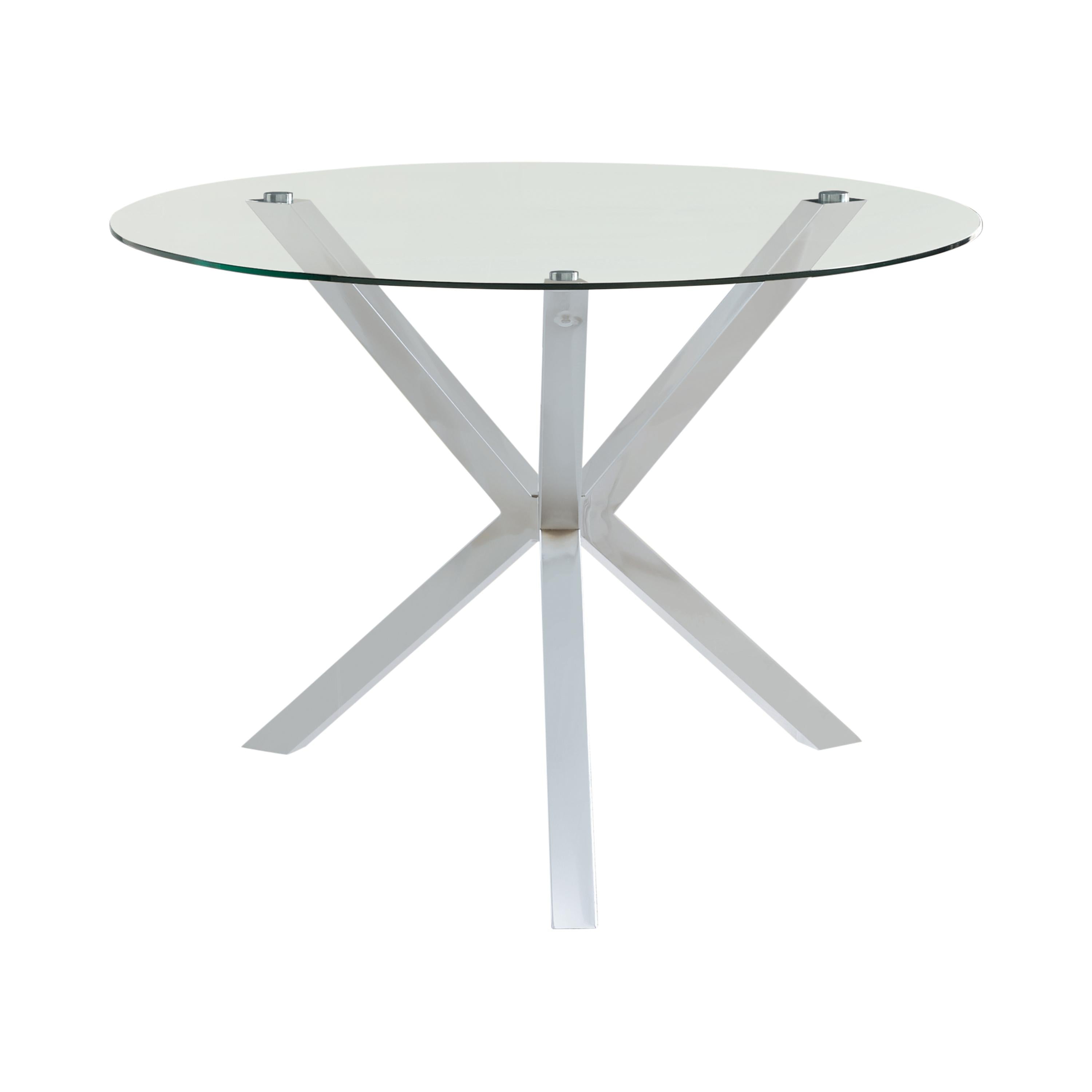  Coaster Furniture Vance 120760 Round 41-inch Glass Top Asterisk Dining Table - Chrome IMAGE 1