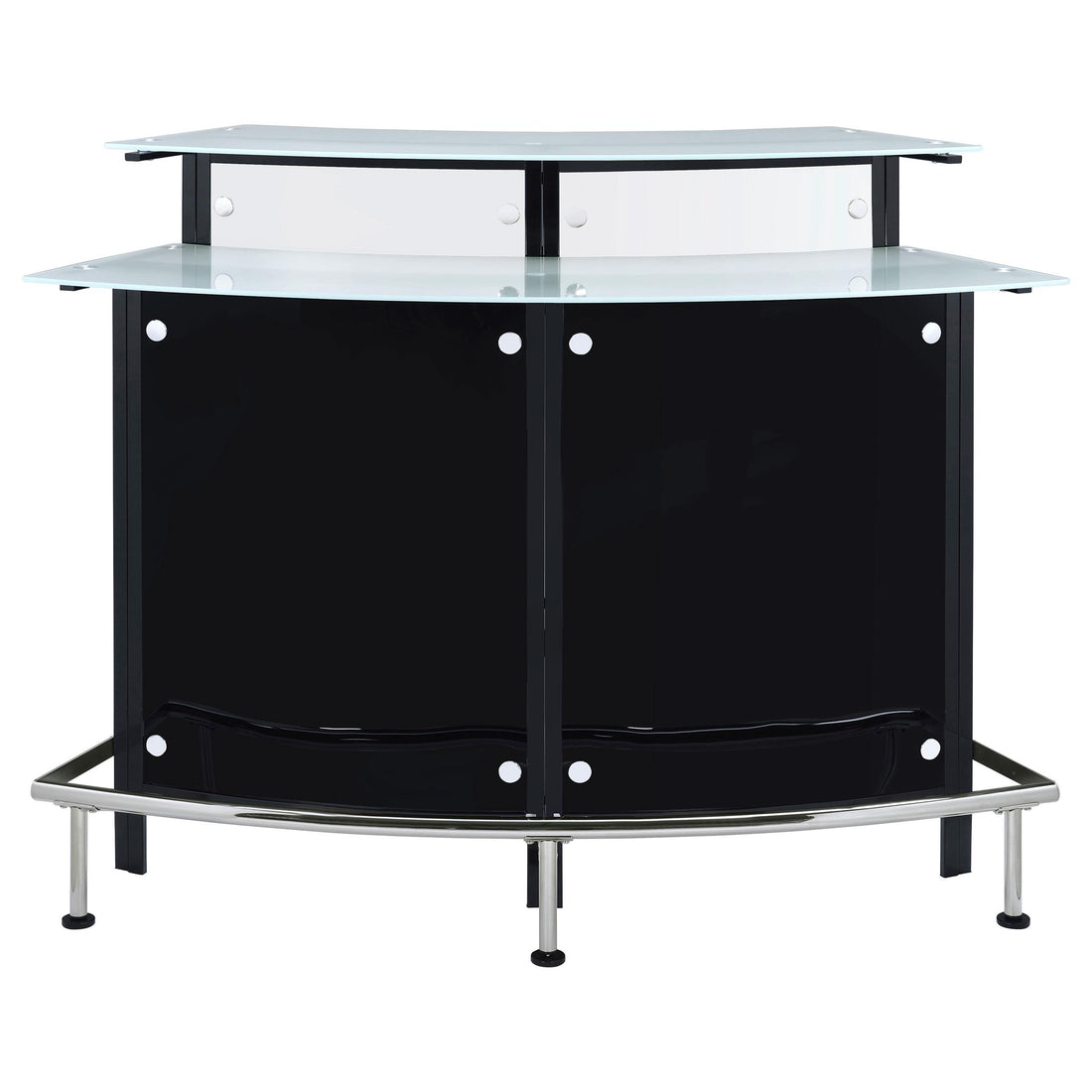  Coaster Furniture Keystone 100139 Curved Glass Top Home Bar Wine Cabinet - Black IMAGE 1