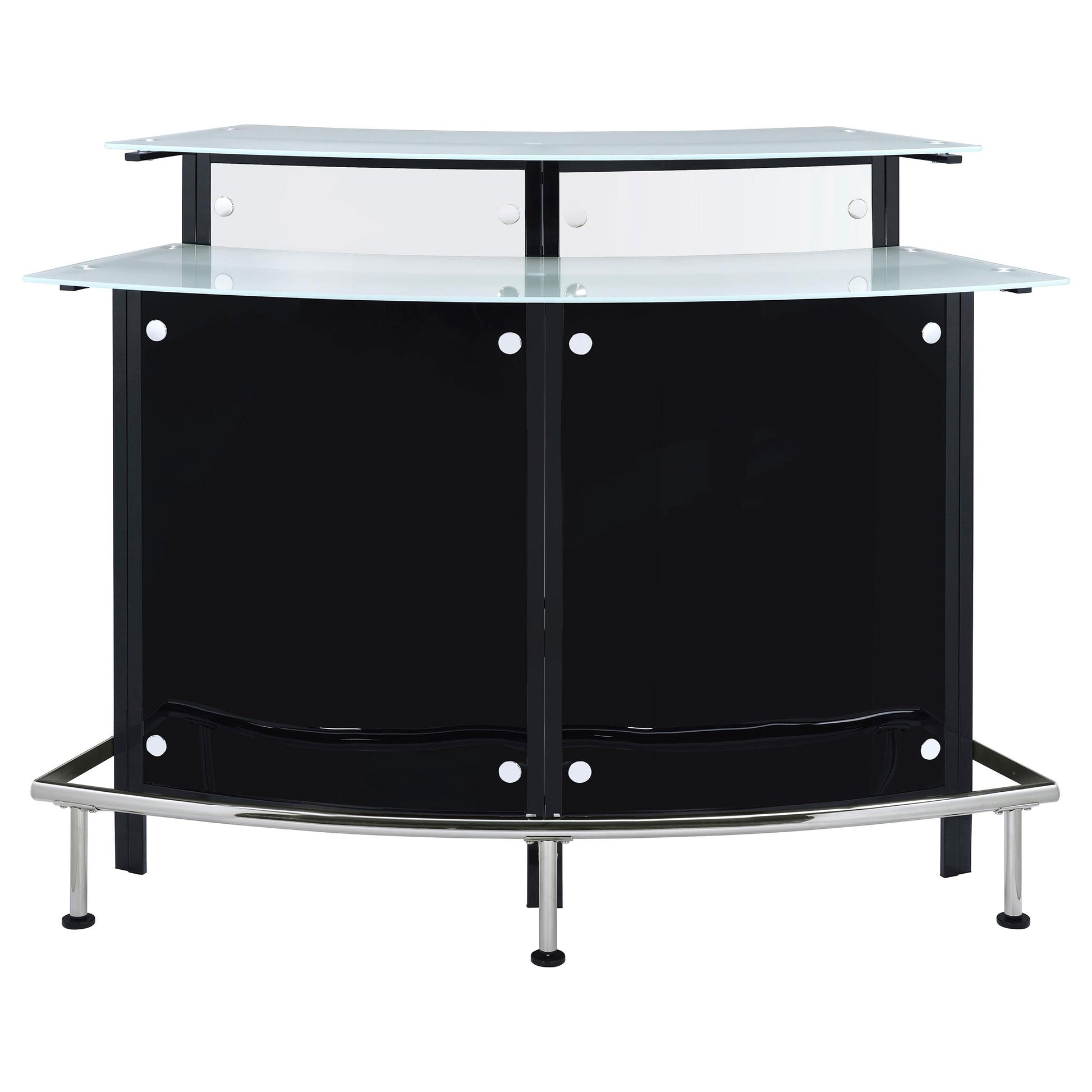  Coaster Furniture Keystone 100139 Curved Glass Top Home Bar Wine Cabinet - Black IMAGE 2