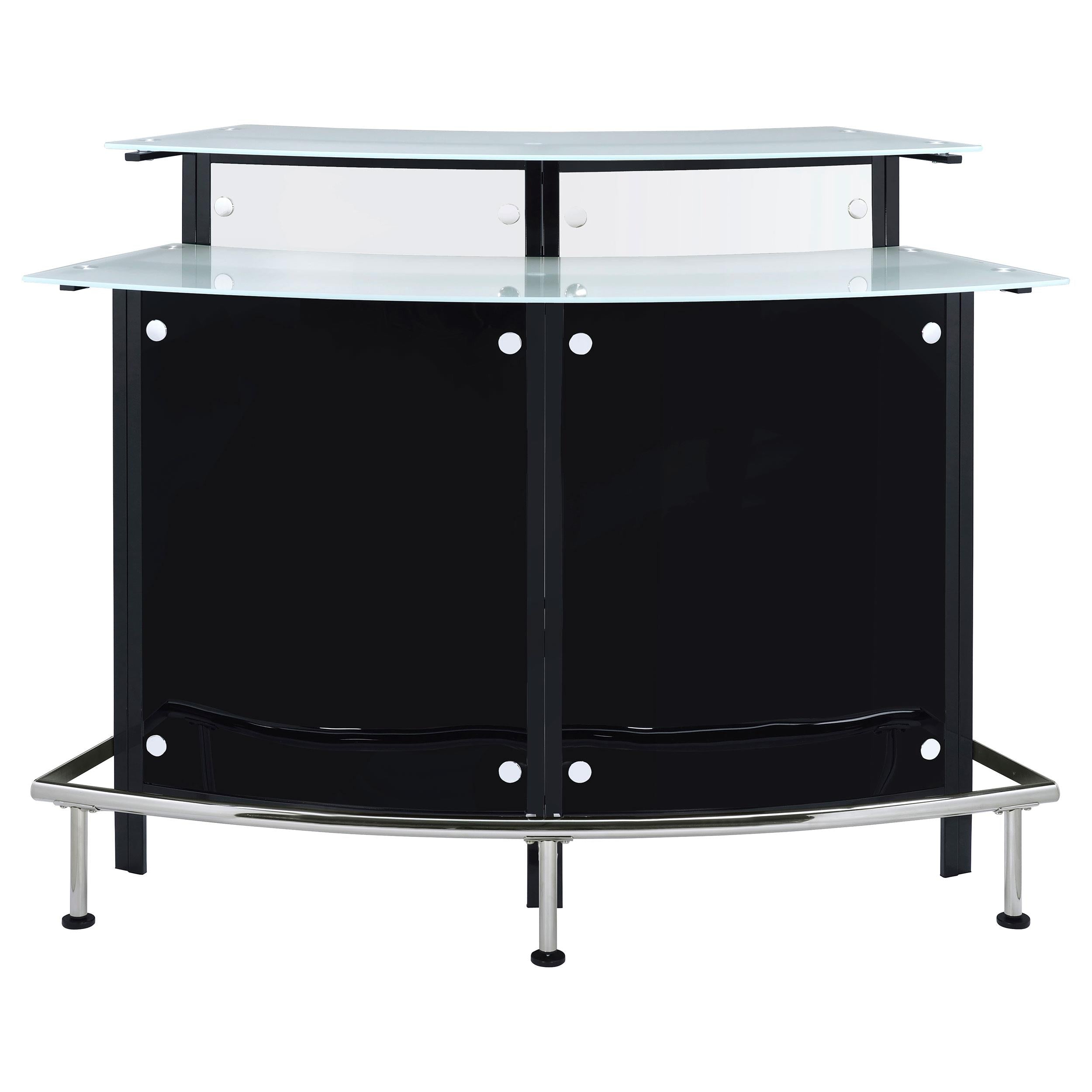 Coaster Furniture Keystone 100139 Curved Glass Top Home Bar Wine Cabinet - Black IMAGE 2