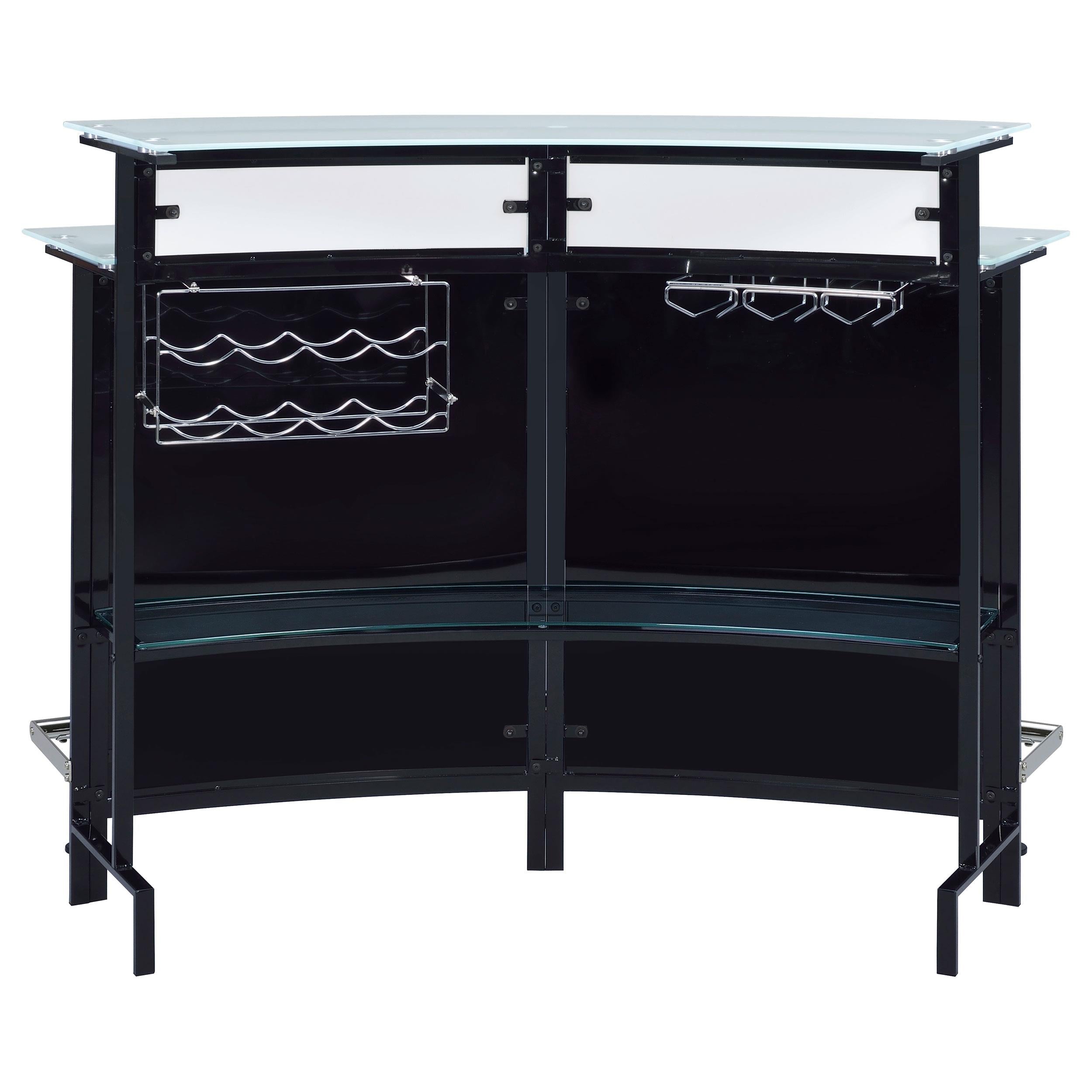  Coaster Furniture Keystone 100139 Curved Glass Top Home Bar Wine Cabinet - Black IMAGE 5