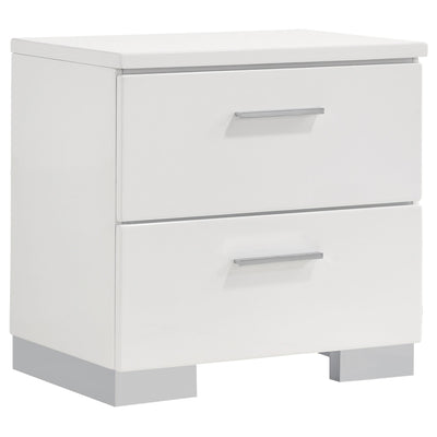  Coaster Furniture Felicity 203502 2-Drawer Nightstand - White High Gloss IMAGE 1