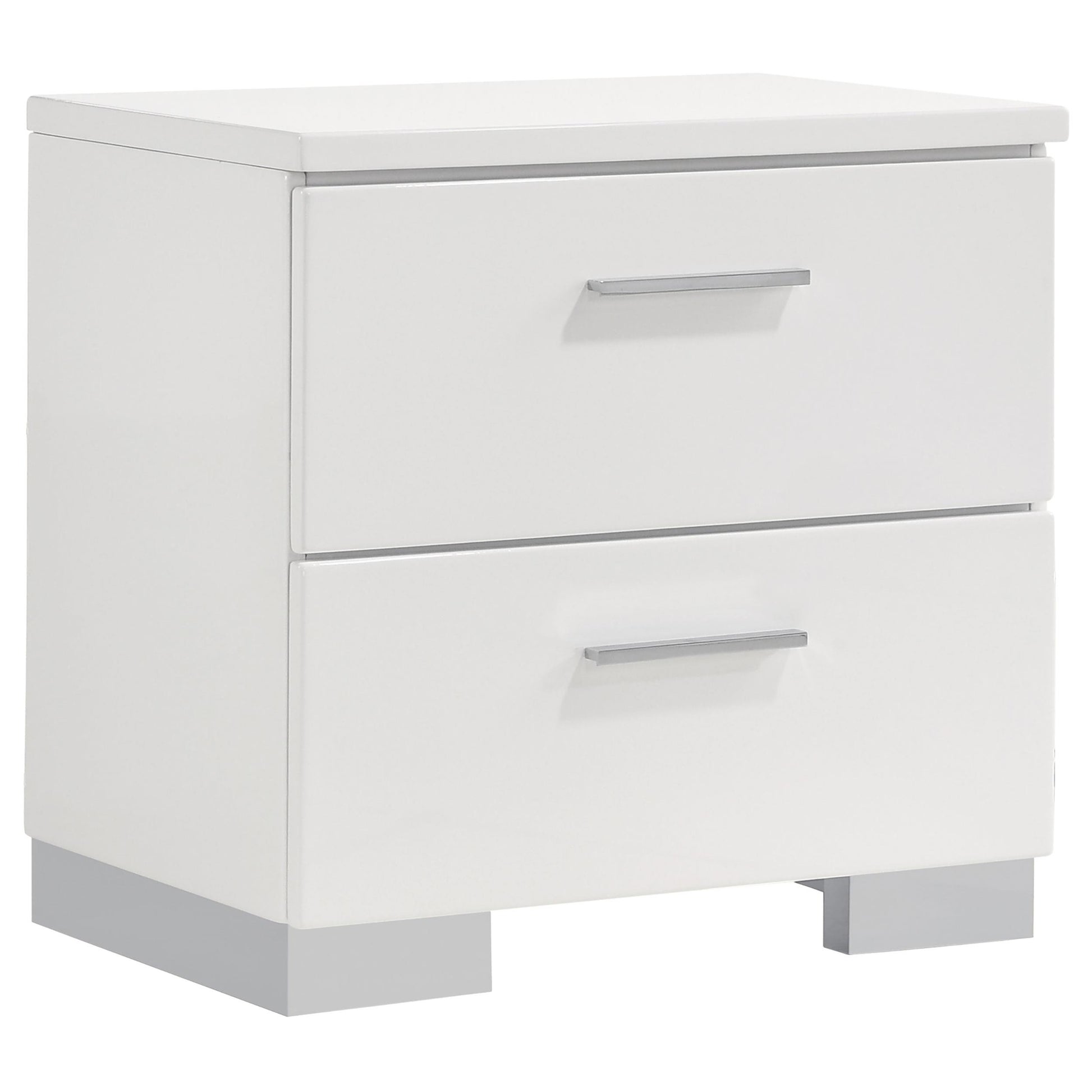  Coaster Furniture Felicity 203502 2-Drawer Nightstand - White High Gloss IMAGE 1