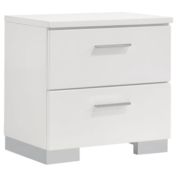  Coaster Furniture Felicity 203502 2-Drawer Nightstand - White High Gloss IMAGE 1