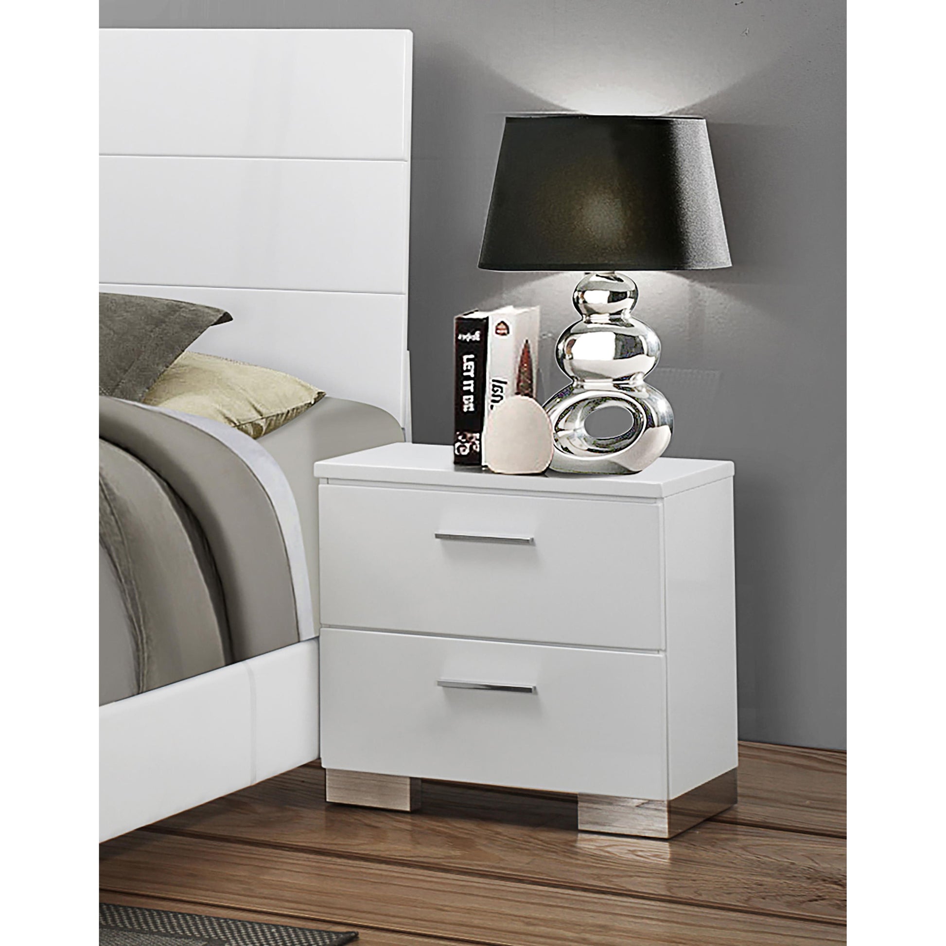  Coaster Furniture Felicity 203502 2-Drawer Nightstand - White High Gloss IMAGE 9