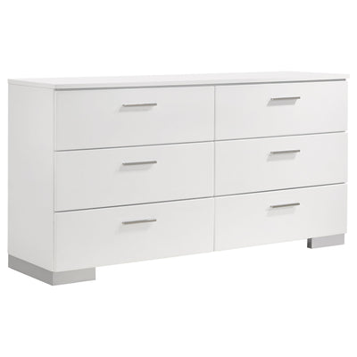 Coaster Furniture Felicity 203503 6-Drawer Dresser - White High Gloss IMAGE 1