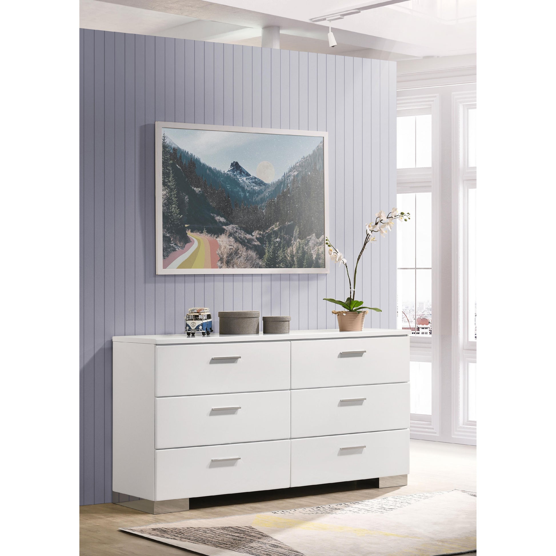  Coaster Furniture Felicity 203503 6-Drawer Dresser - White High Gloss IMAGE 9