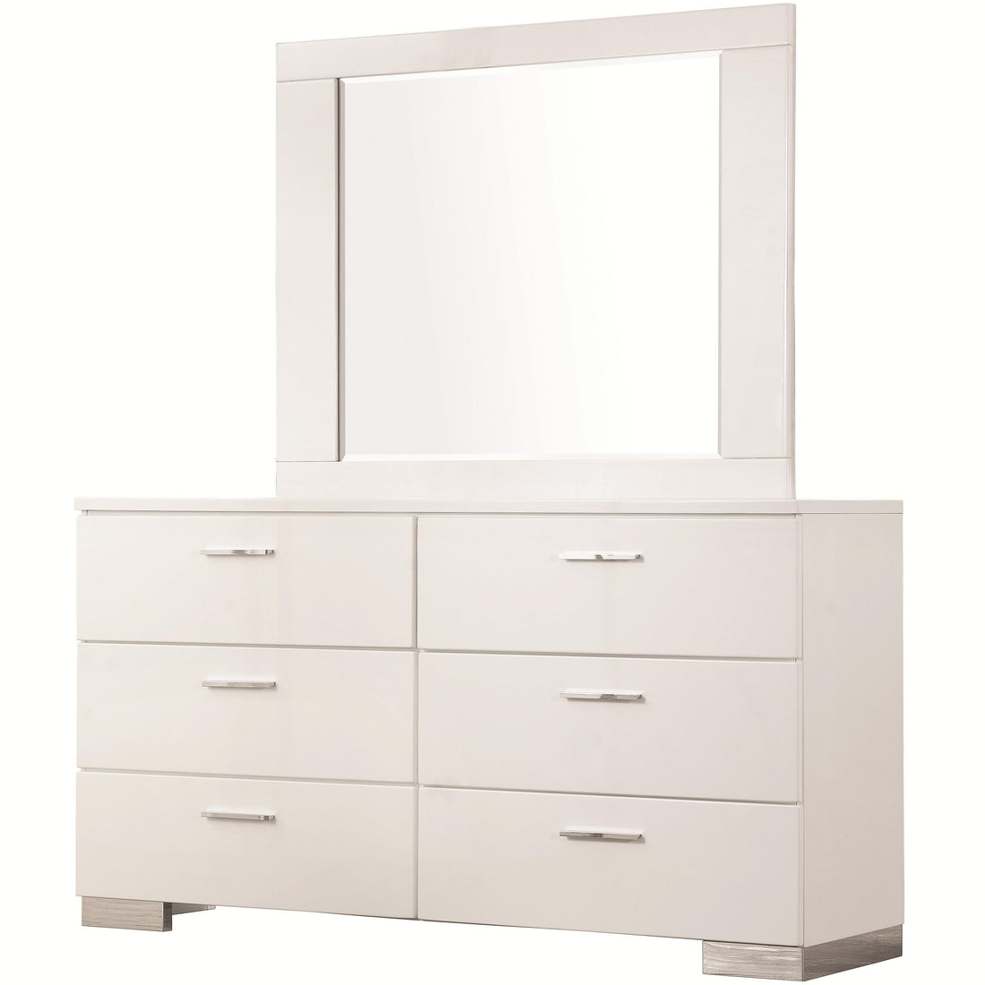  Coaster Furniture Felicity 203504 Dresser Mirror - White High Gloss IMAGE 1