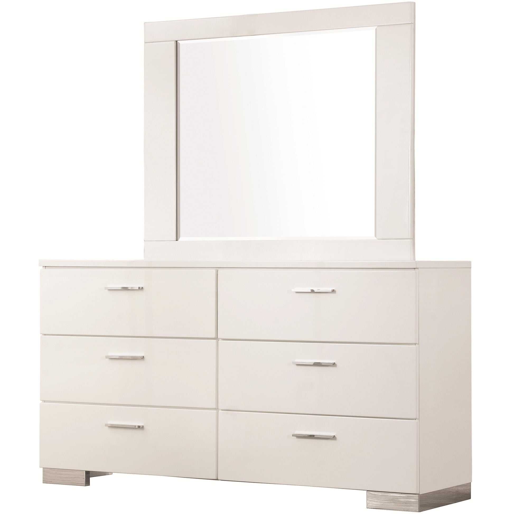  Coaster Furniture Felicity 203504 Dresser Mirror - White High Gloss IMAGE 2
