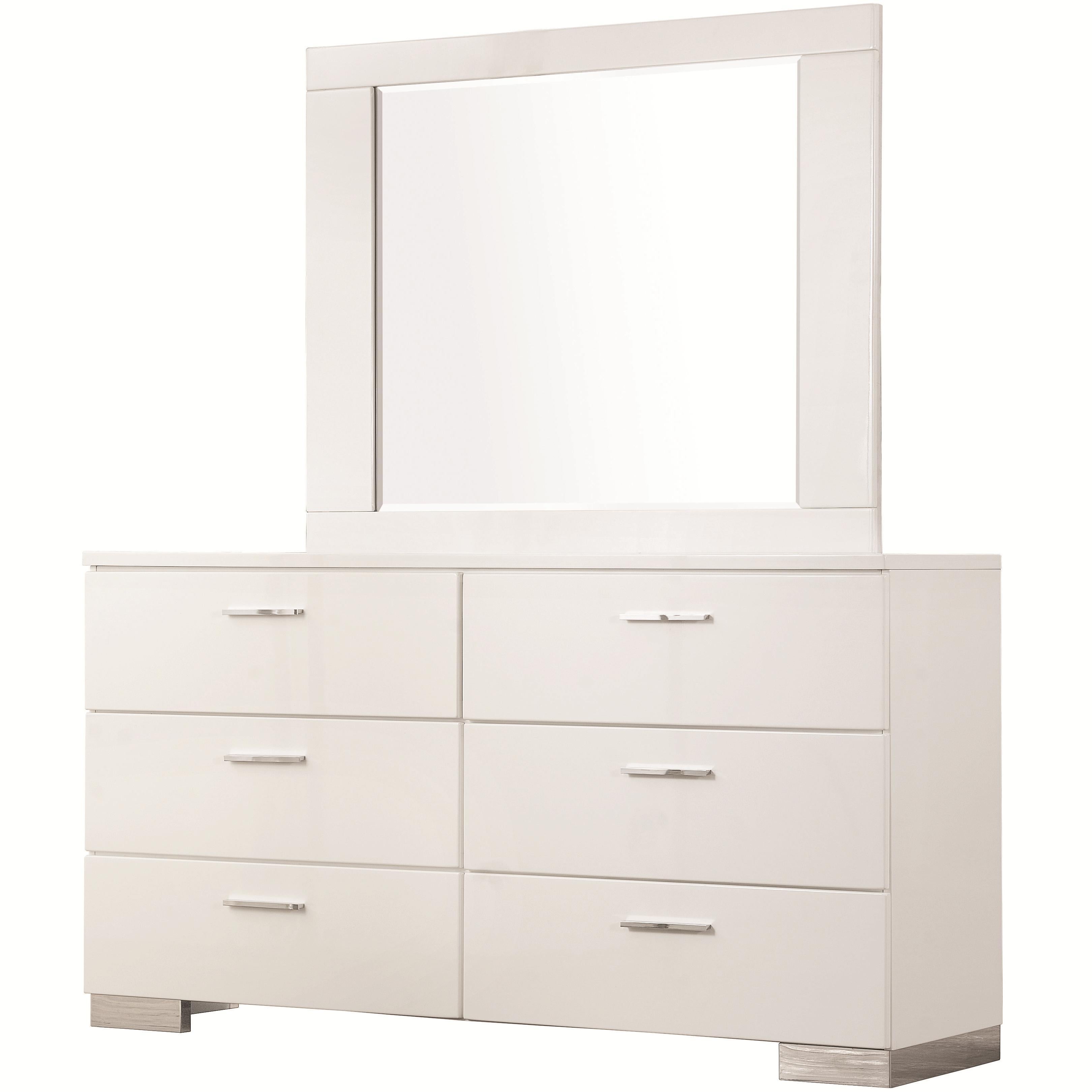  Coaster Furniture Felicity 203504 Dresser Mirror - White High Gloss IMAGE 2