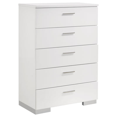  Coaster Furniture Felicity 203505 5-Drawer Bedroom Chest - White High Gloss IMAGE 1