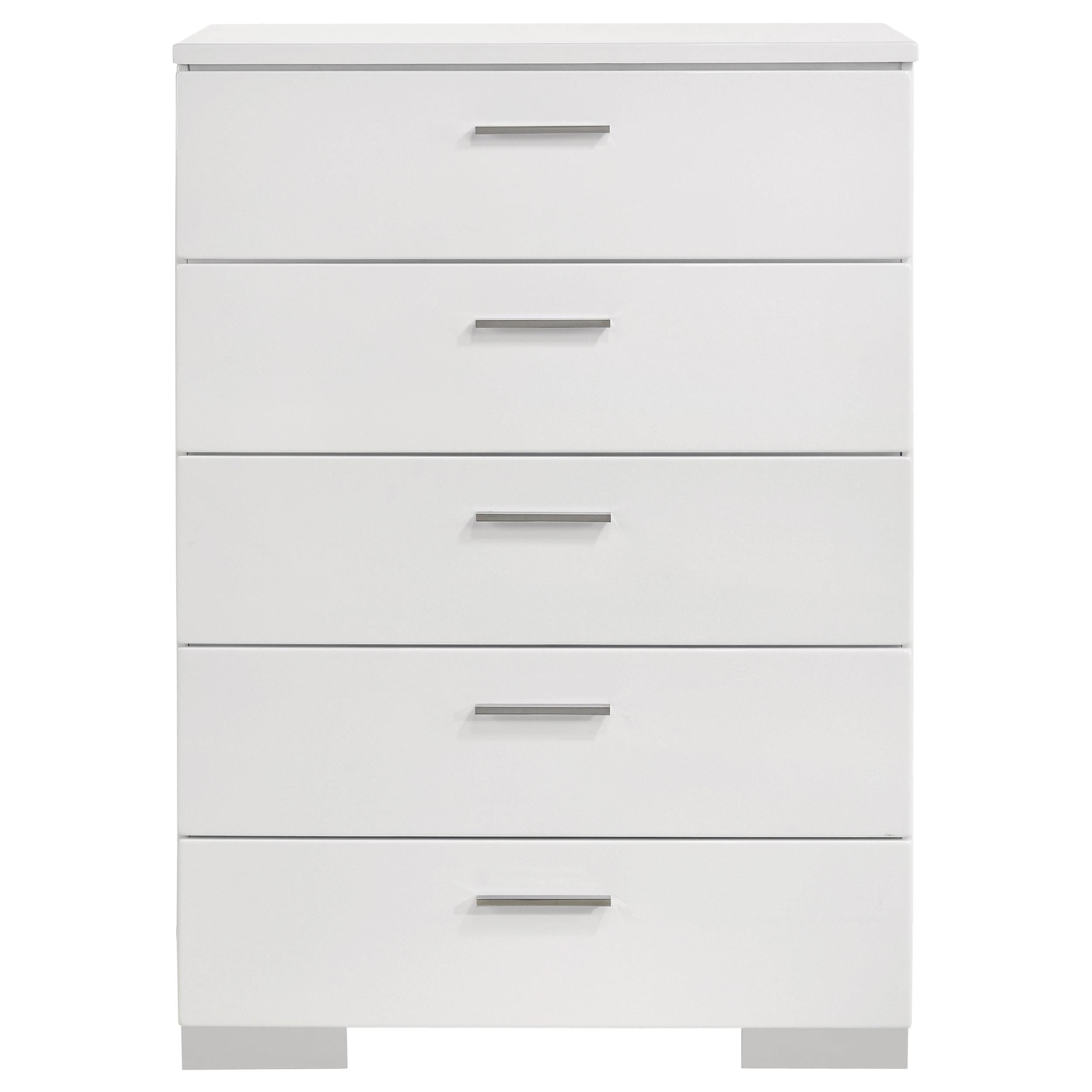  Coaster Furniture Felicity 203505 5-Drawer Bedroom Chest - White High Gloss IMAGE 2
