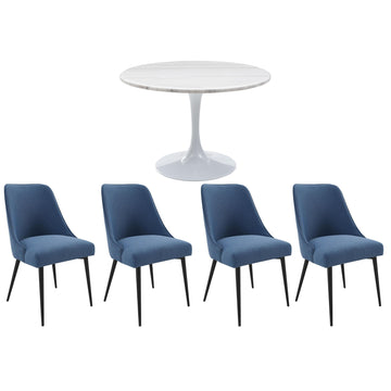  Steve Silver Furniture Colfax 5 pc Dining Set - White/Blue IMAGE 1