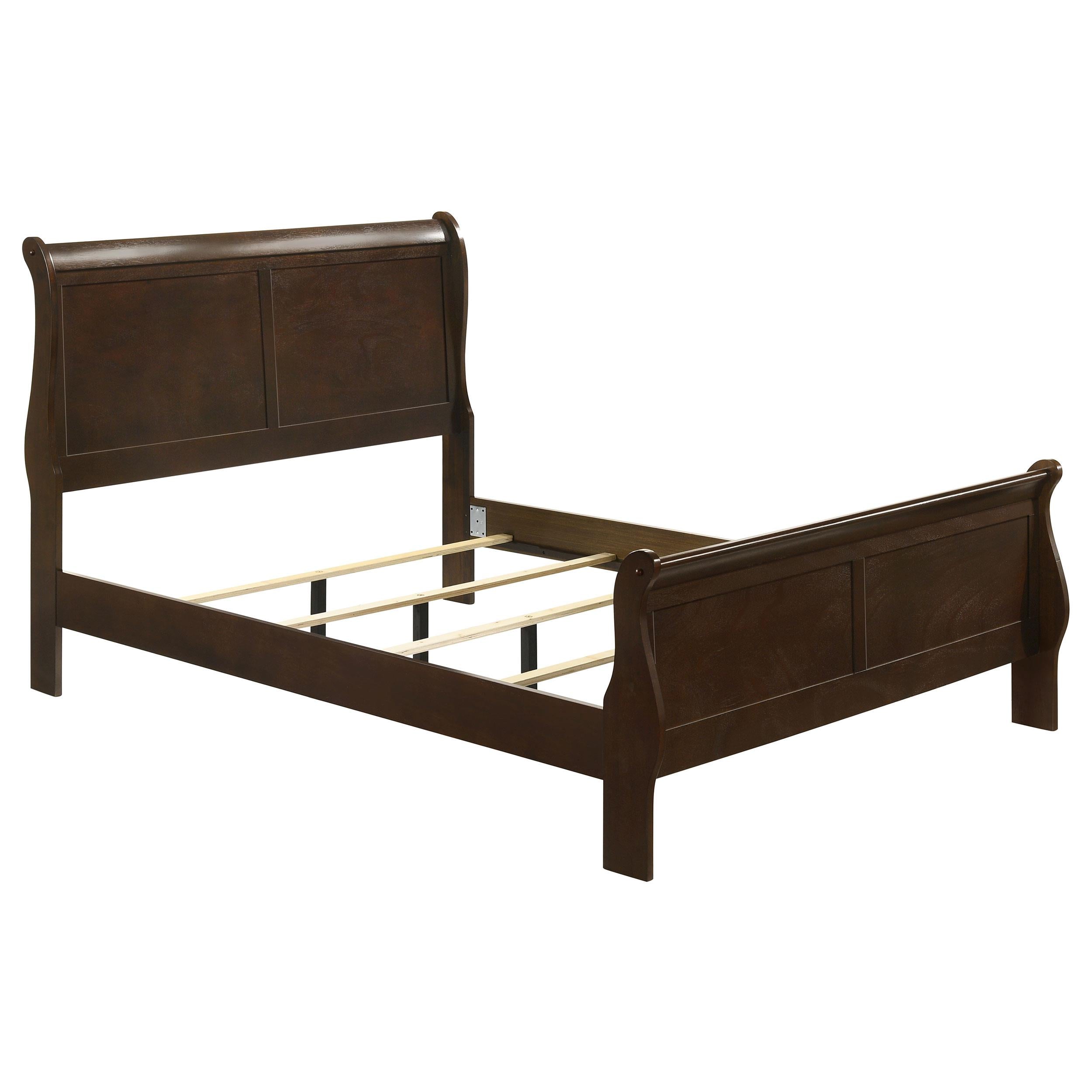  Size_Full  -- Louis Philippe 202411F Wood Full Sleigh Bed - Cappuccino IMAGE 1