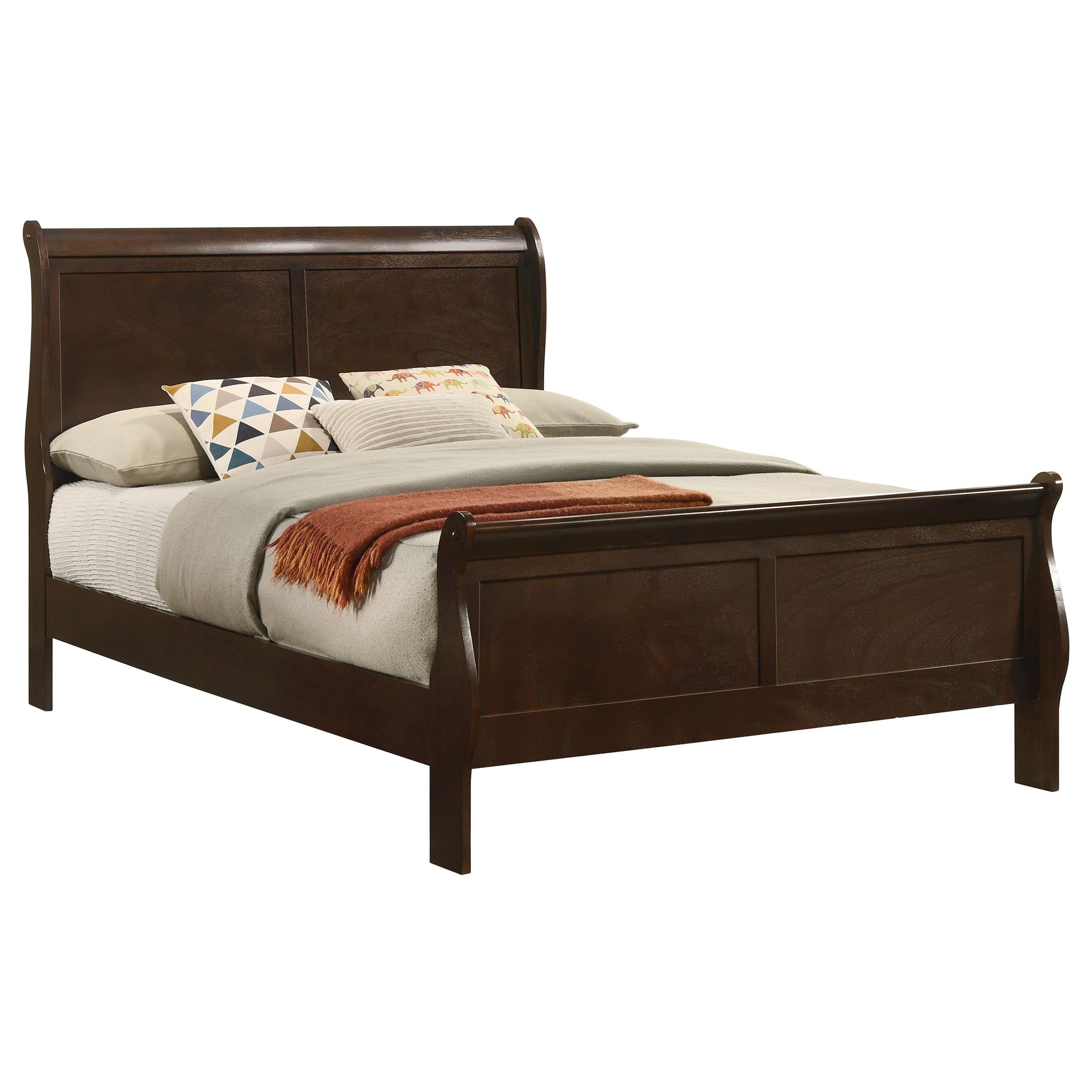  Size_Full  -- Louis Philippe 202411F Wood Full Sleigh Bed - Cappuccino IMAGE 2