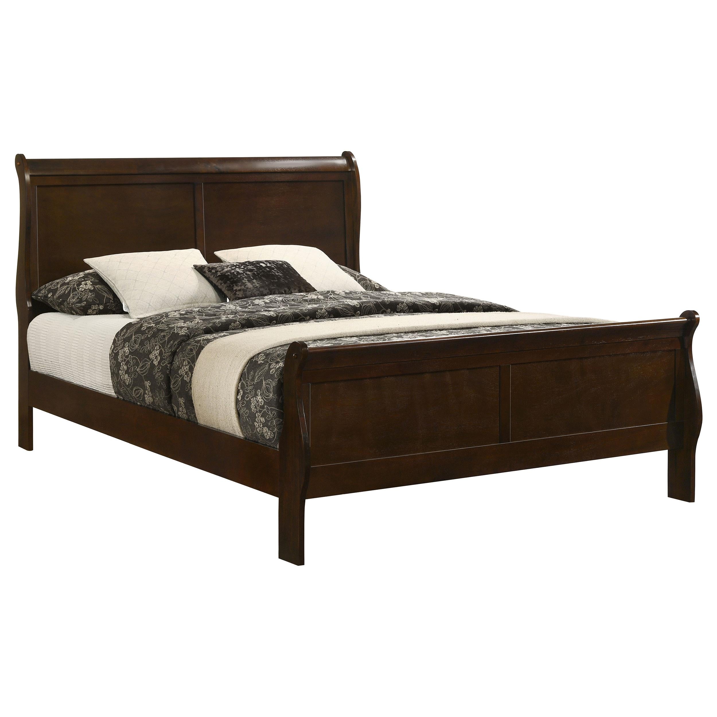  Size_Queen  -- Louis Philippe 202411Q Wood Queen Sleigh Bed - Cappuccino IMAGE 2