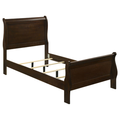  Size_Twin -- Louis Philippe 202411T Wood Twin Sleigh Bed - Cappuccino IMAGE 1