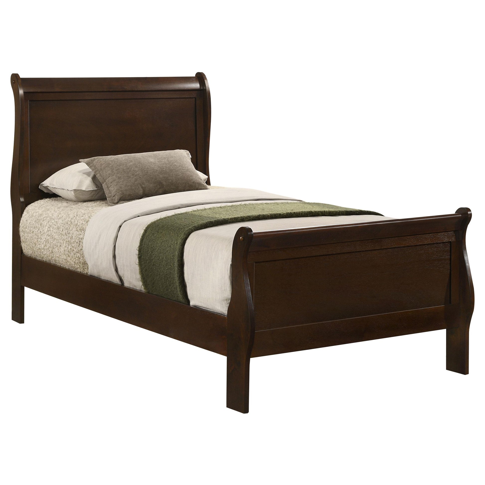  Size_Twin  -- Louis Philippe 202411T Wood Twin Sleigh Bed - Cappuccino IMAGE 2