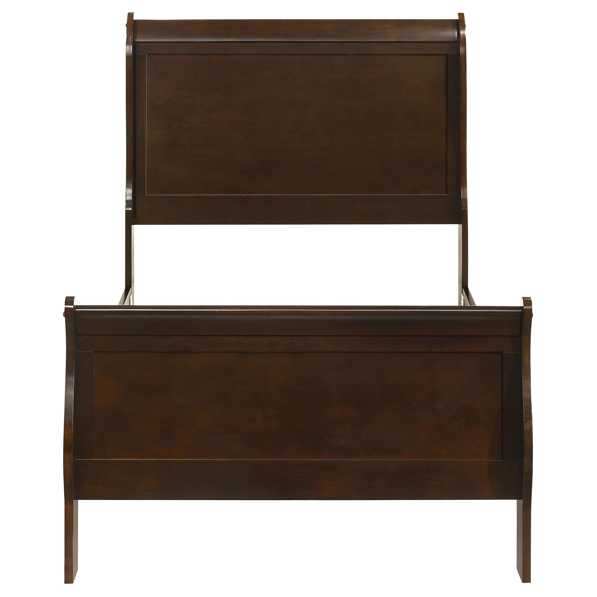  Size_Twin  -- Louis Philippe 202411T Wood Twin Sleigh Bed - Cappuccino IMAGE 3