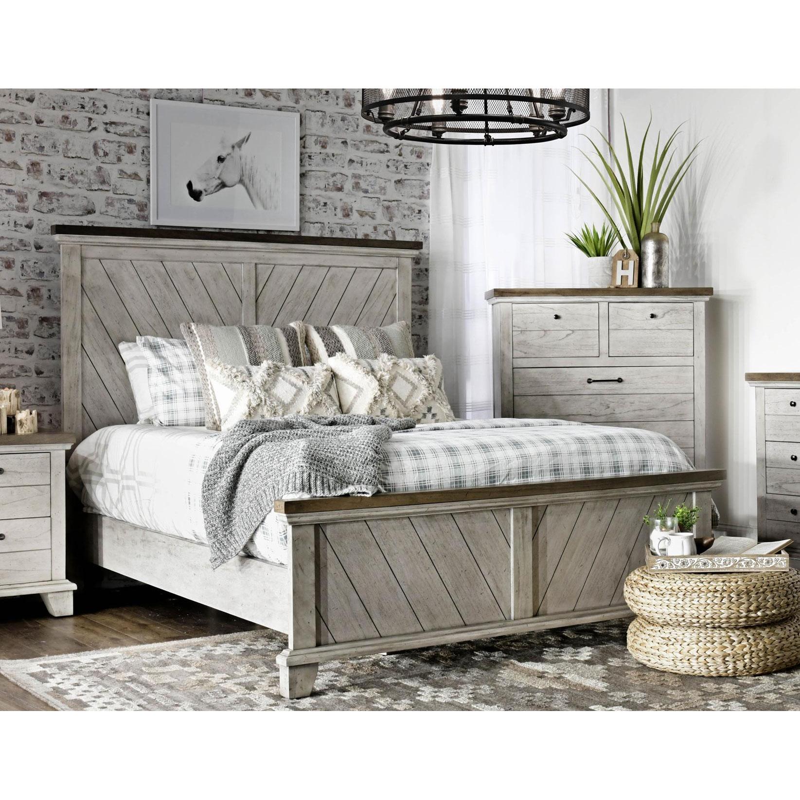  Steve Silver Furniture Bear Creek BC900 6 pc King Panel Bedroom Set - White Smoke IMAGE 2