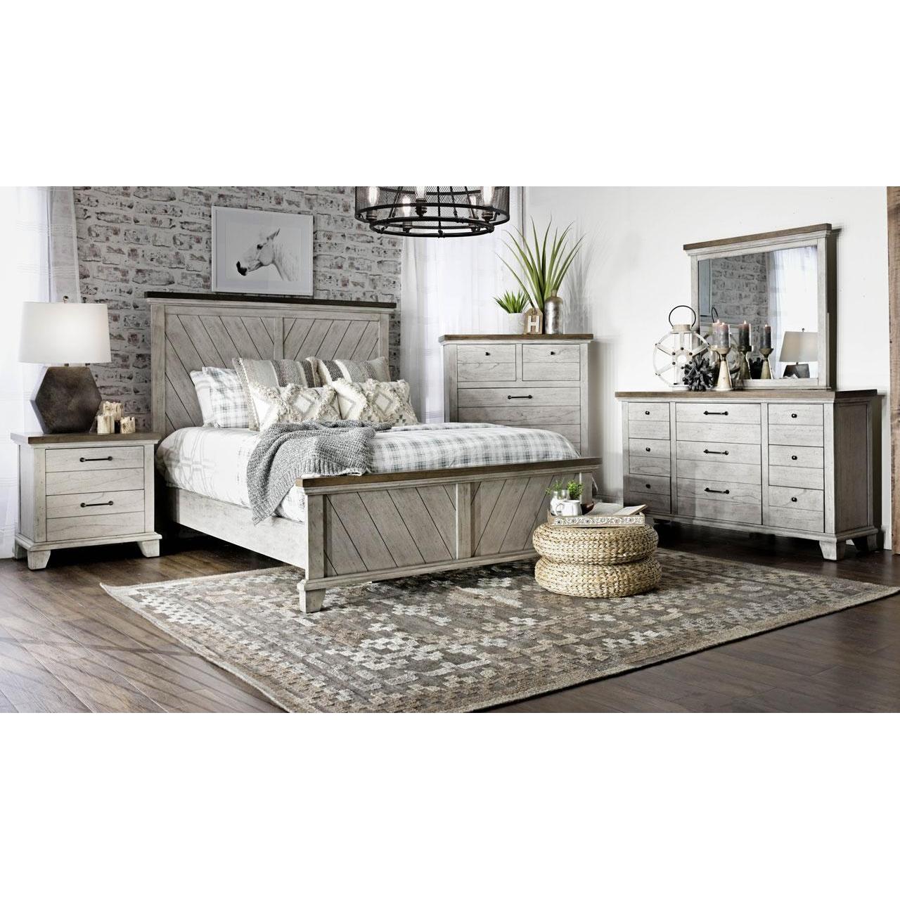  Steve Silver Furniture Bear Creek BC900 6 pc Queen Panel Bedroom Set - White Smoke IMAGE 1