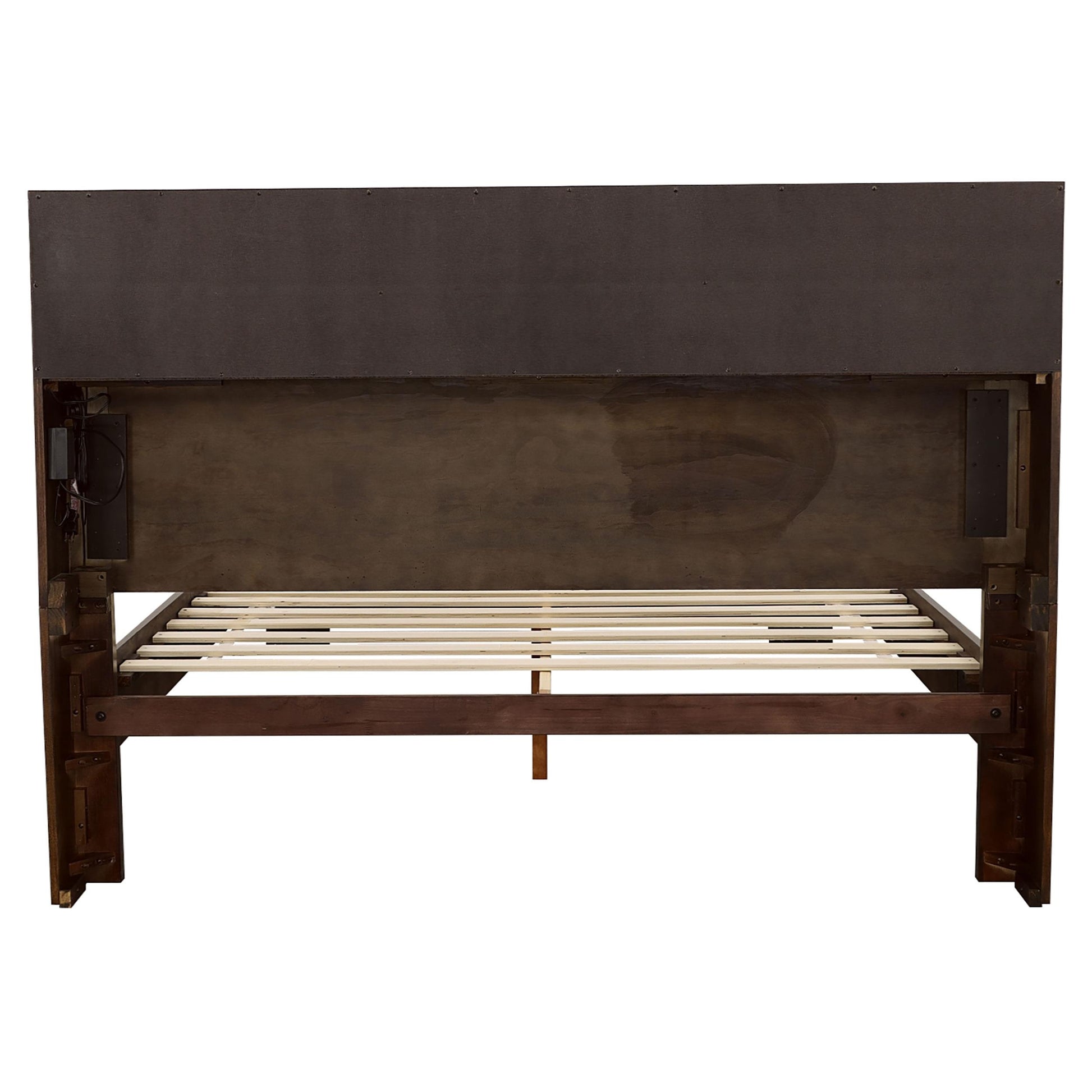  Size_Queen  -- Jessica 200719Q Wood Queen LED Storage Bookcase Bed - Cappuccino IMAGE 5