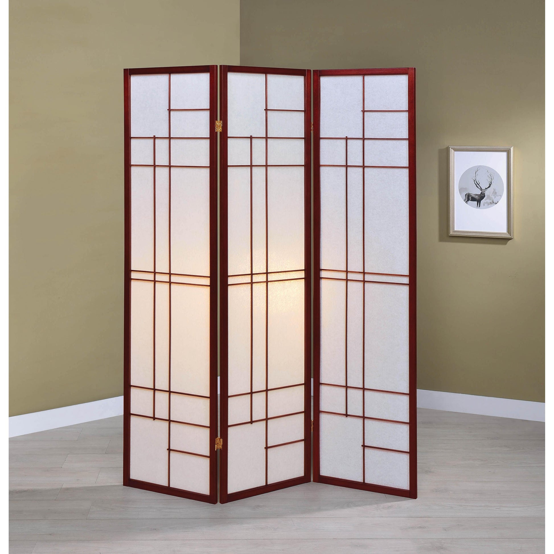  Coaster Furniture Katerina 900110 3-Panel Room Divider Folding Shoji Screen - Cherry IMAGE 5