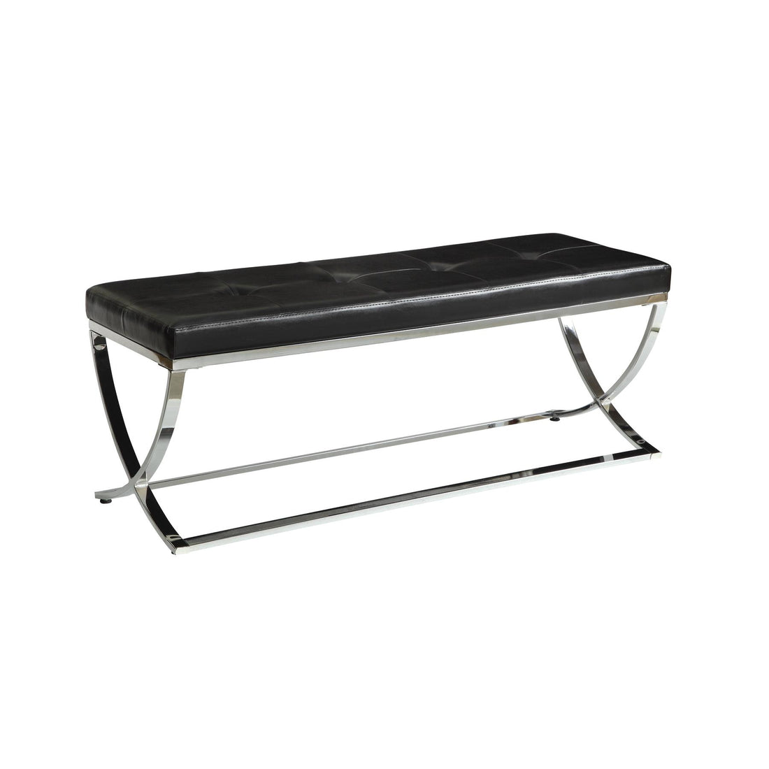  Coaster Furniture Walton 501156 Leatherette Upholstered Tufted Accent Bench - Black IMAGE 1