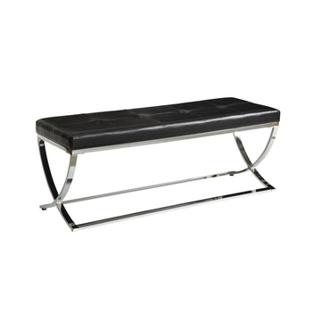  Coaster Furniture Walton 501156 Leatherette Upholstered Tufted Accent Bench - Black IMAGE 1